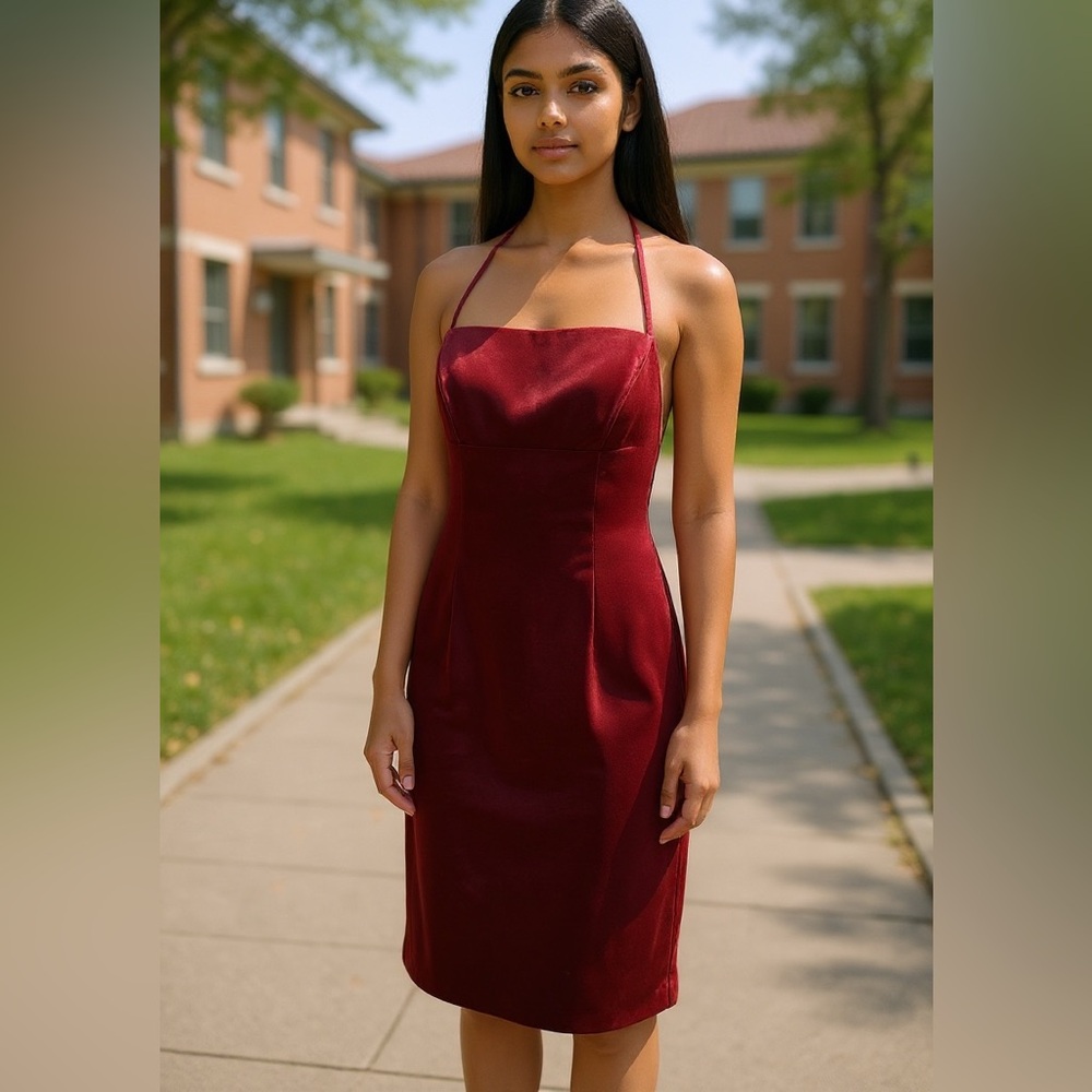 Nicole Miller Vintage Burgundy Satin Sleeveless Party Dress Sz 6‎ Homecoming Y2K